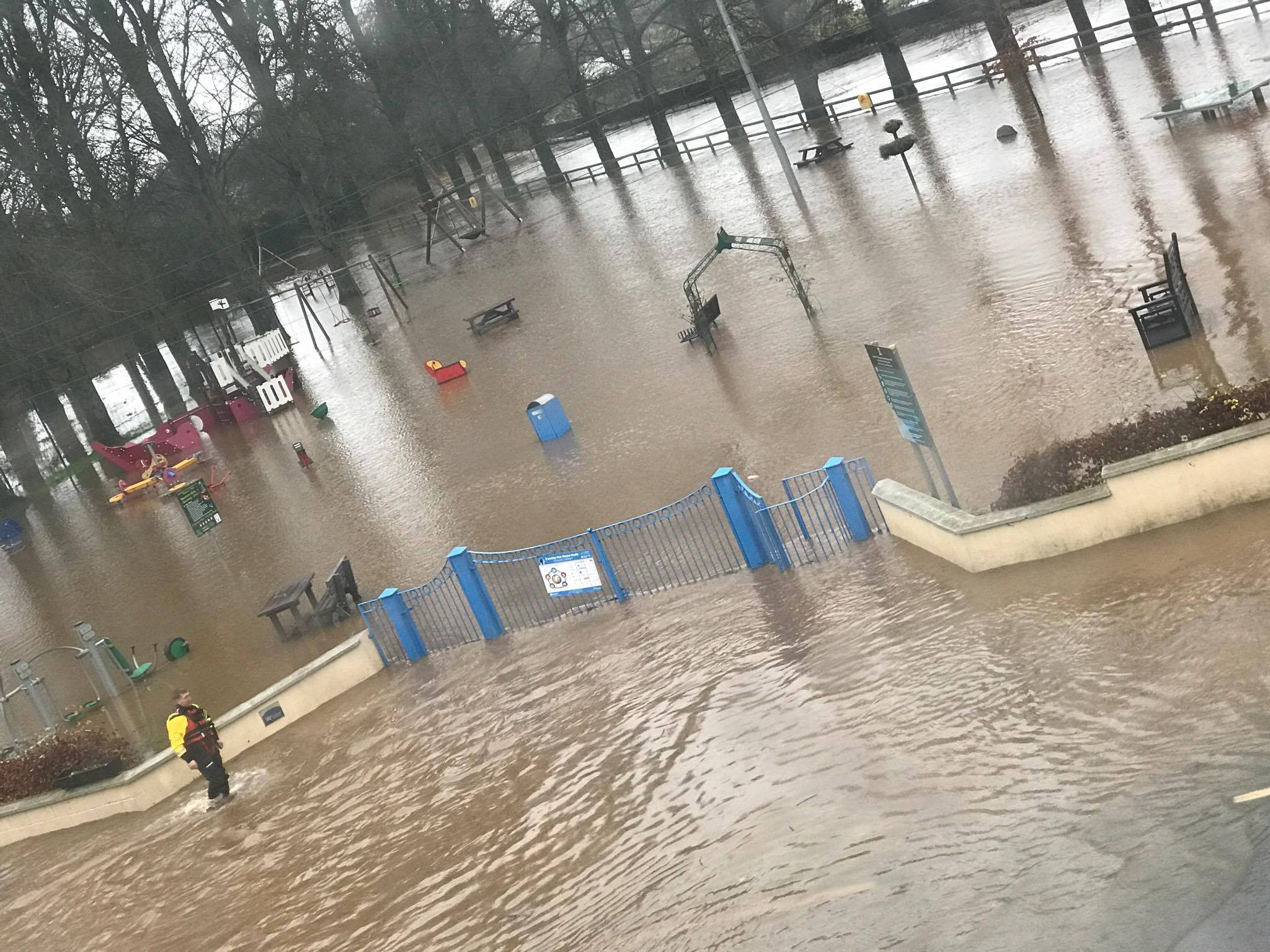 The playground is completely flooded in Mountmellick
