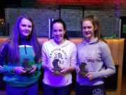 Portlaoise Camogie members Sara Fleming, Niamh Crowley and Amy Byrne who were part of the Laois U-16 All Ireland Team who were presented trophies from the club in recognition of the accomplishment