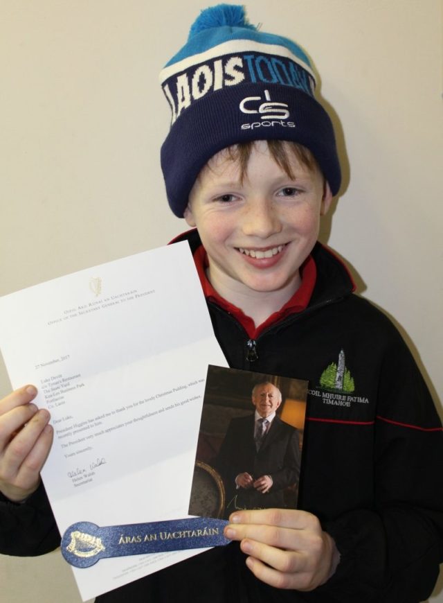Luke Devitt received a letter from the president Michael D Higgins