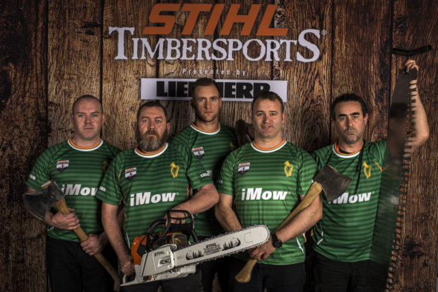 Team Ireland - Daragh Clogher (Meath), Leo Brophy (Laois), Gavin Thompson (Laois), Patrick Fitzpatrick (Laois) Seamus Ryan (Carlow) at the Timbersports championships
