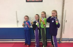 Caitlin Knight Champion, Hannah Reinhardt Champion, Ciara McPartlan 2nd place, Amelia Reinhardt 2nd place - winners for Laois Martial Arts