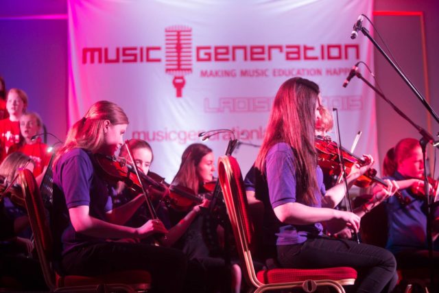Members of the Laois School of Music Youth Orchestra perform 'In My Back Garden' at Music Generation Laois' New Works Series premiere performance 2016 Members of the Laois School of Music Youth Orchestra perform 'In My Back Garden' at Music Generation Laois' New Works Series premiere performance 2016