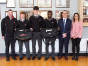 The Portlaoise CBS team who were presented with gear bags from PWC