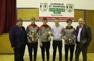 Clonaslee-St Manman's players display their various trophies