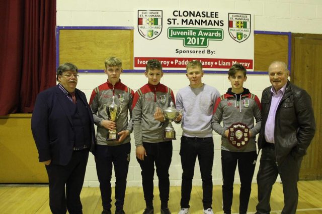 Clonaslee-St Manman's players display their various trophies