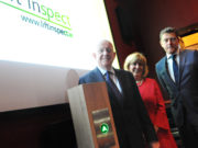 Minister Charlie Flanagan; Liz Orford (Managing Director; LiftInspect) and Marco Waagmeester; CEO of Liftinstituut Holdings