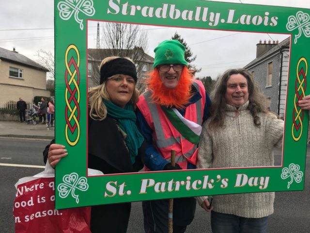 Liz Molloy, Dominic Hartnett and Austin Watt Clancy at the St Patrick's Day Parade in Stradbally