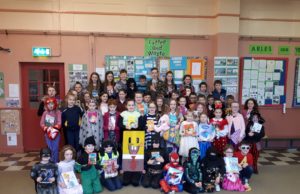 All of the kids from Arles NS on World Book Day