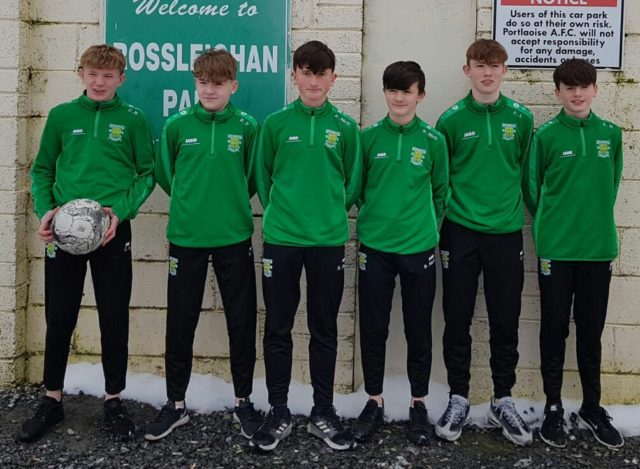 Conor Brown, Robbie Farrell, Eoin McGrath, Ben McDonald, Cathal Lee and Evan Hewitt of Portlaoise AFC. Missing from photo are Dan Ubesie and Jamie Toman