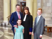 Judge Geraldine Carthy with husband Noel and children Grace and Liam.