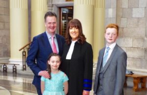 Judge Geraldine Carthy with husband Noel and children Grace and Liam.