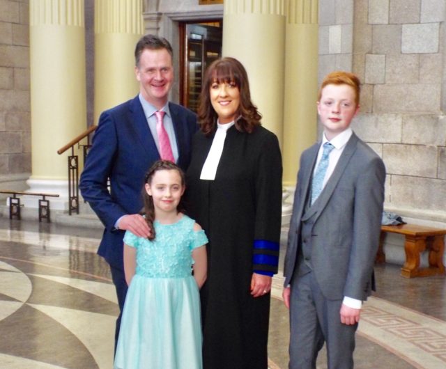 Judge Geraldine Carthy with husband Noel and children Grace and Liam.