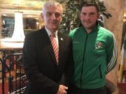 CCFL Chairman and Laois County Cllr James Kelly with Rosenallis' Donal Lalor