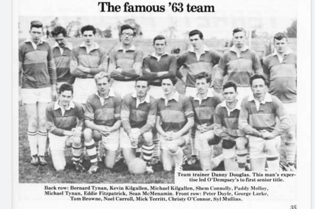 The O'Dempsey's team that won the Laois senior football title in 1963