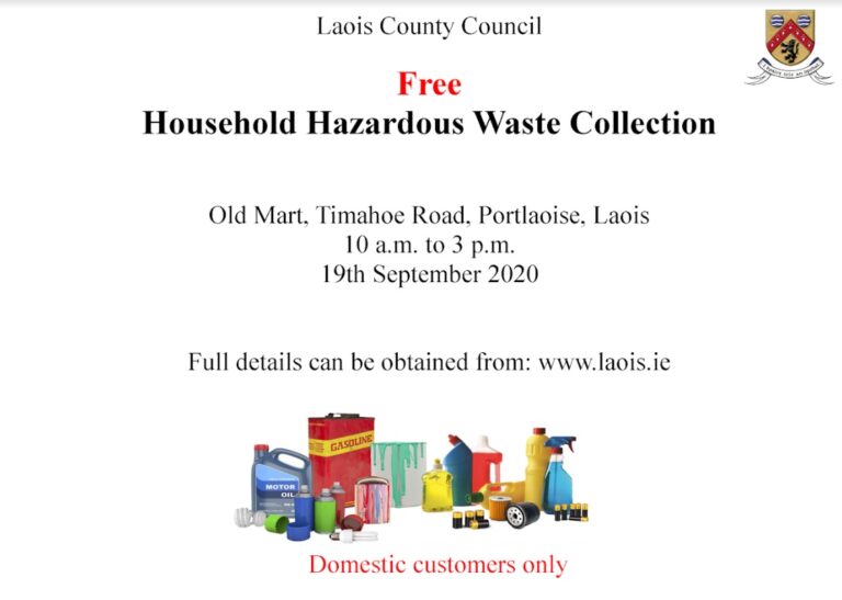 Laois County Council holding Hazardous Household Waste Collection this