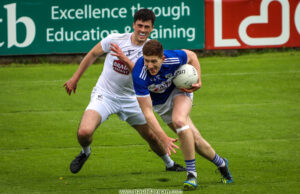 Evan O'Carroll in action for Laois against Kildare in O'Moore Park