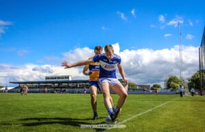 Donie Kingston in action for the Laois footballers against Clare in Ennis