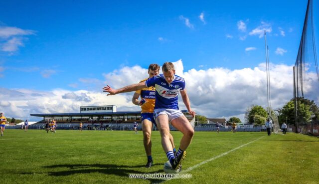 Donie Kingston in action for the Laois footballers against Clare in Ennis