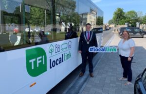 Cathaoirleach of Laois County Council, Councillor Conor Bergin and TFI Local Link Laois Offaly Manager, Frances Byrne
