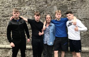 Ned Cash, Michael Cash, Jim Cash and Edward Cash with director of Traveller Tales