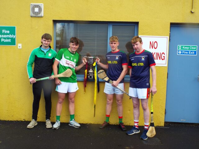 Minor B joint captains Na Fianna Rory Culliton and Glen Connolly PRT Enda Shortall and Cormac Murphy