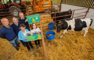 Pictured at the Talbot farm in Ballacolla, this week, Robin Talbot, Pat Minnock Hooves4Hospice; Pat Lalor, Chairman Hooves4Hospice ;(front)Ann Talbot and Ruth Talbot. Pic Jeff Harvey.