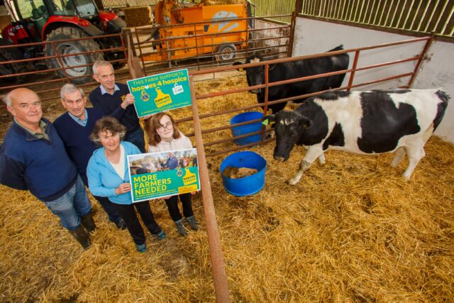 Pictured at the Talbot farm in Ballacolla, this week, Robin Talbot, Pat Minnock Hooves4Hospice; Pat Lalor, Chairman Hooves4Hospice ;(front)Ann Talbot and Ruth Talbot. Pic Jeff Harvey.