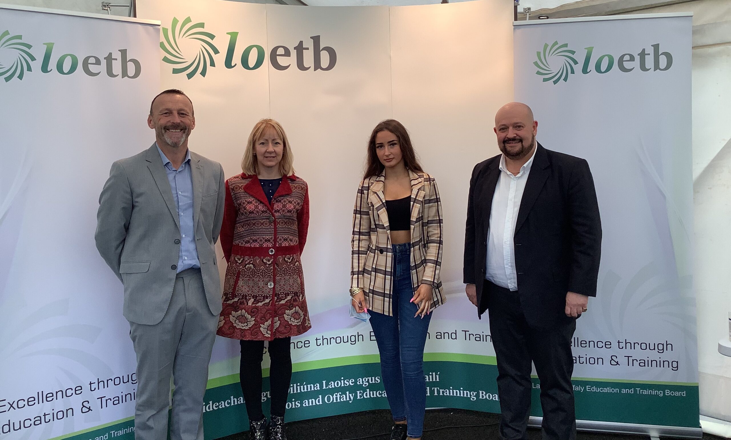 Tony Dalton (LOETB Director, Further Education and Training), Eileen Dunne (LOETB Inclusion Manager), Annalisha Ward (Singer) and Dermot Muldowney (Manager of LOETB Mountmellick FET Centre)
