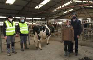 Pat Nevin, Hooves4Hospice; Mr Michael Harty, Manager Birr Mart; Ruth Talbot and her dad Robin Talbot