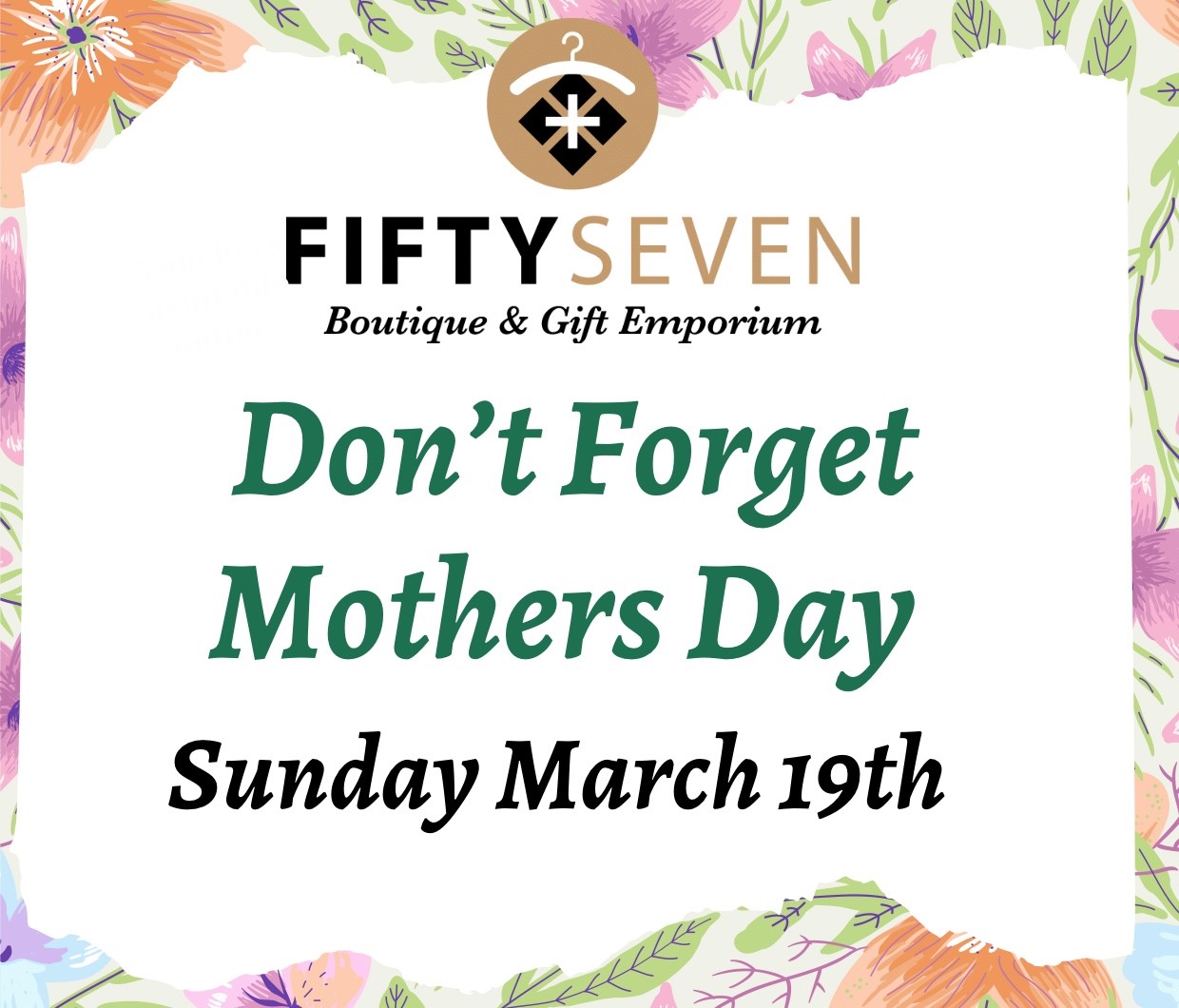 Mother’s Day Special: Get 20% added to your Fifty Seven Boutique vouchers