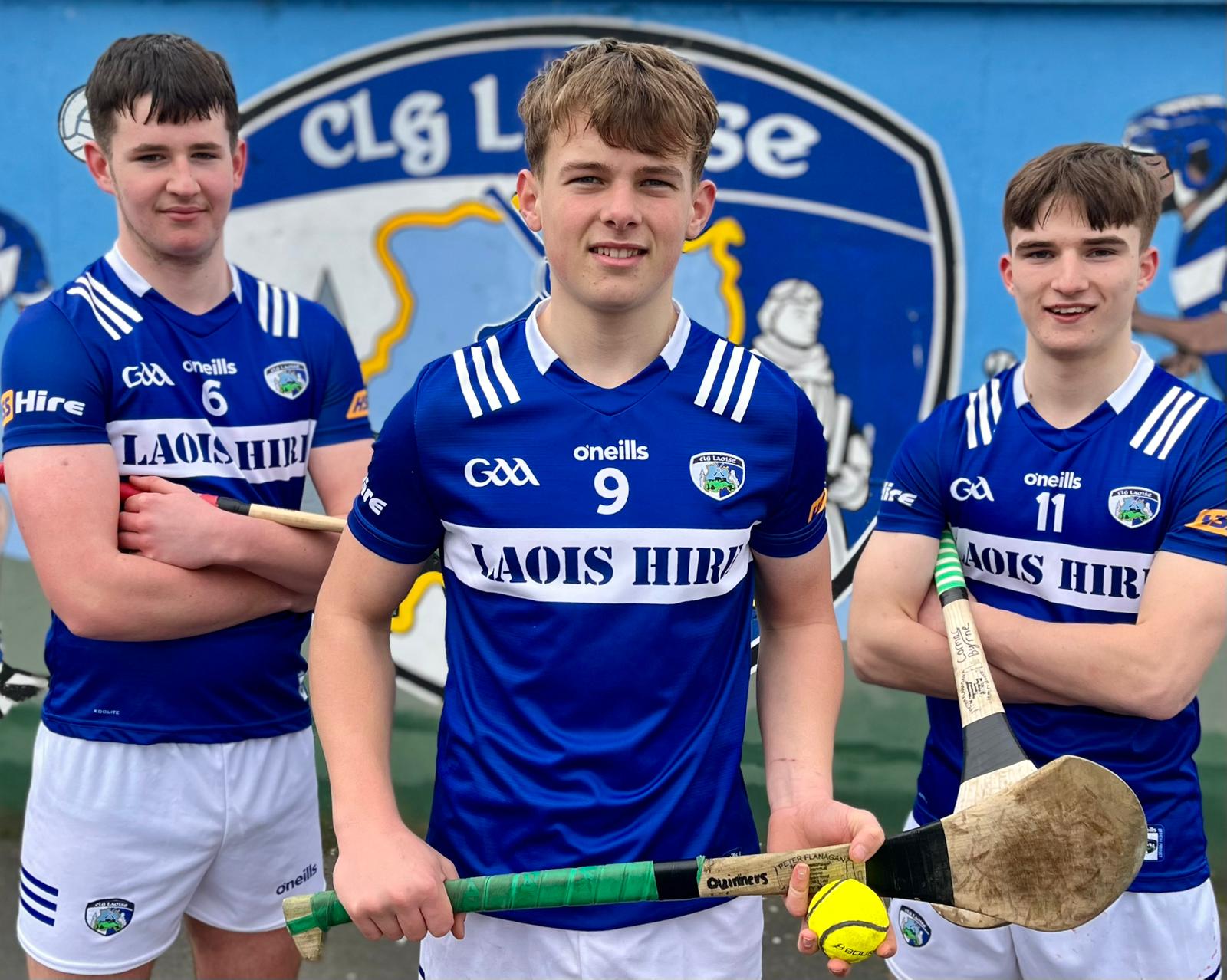 Laois Minor Hurling Captain Eoghan Murphy, vice captains Ryan Peters and Cormac Byrne