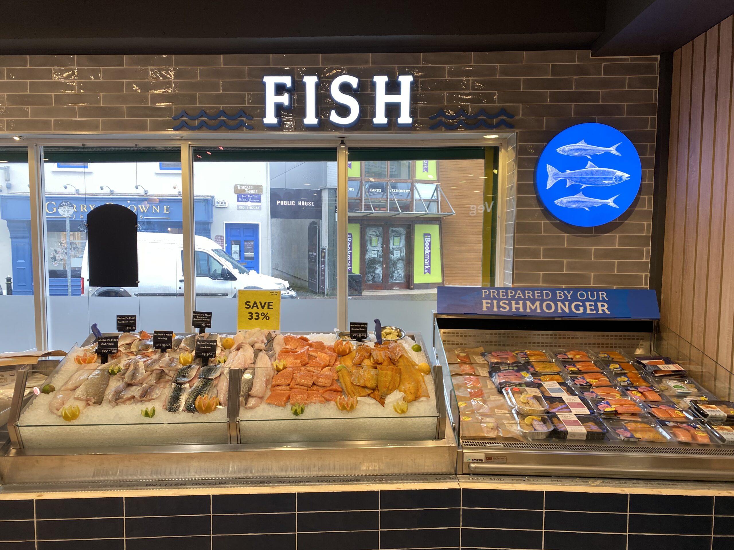 Fish counter at Mulhall Meats