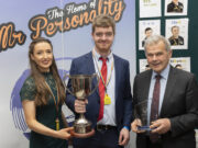 Andrew Dunne with Mr Personality Festival Chairperson Christine O'Neill and KCDFRS Chairman Michael Parsons