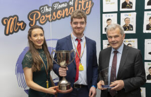 Andrew Dunne with Mr Personality Festival Chairperson Christine O'Neill and KCDFRS Chairman Michael Parsons