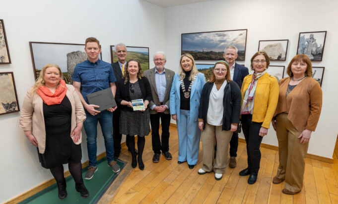 Dunamaise Arts Centre Board members with Emer Connolly, Director of the National Monument Service; John Lalor, NMS photographer; Minister of State for Heritage, and Electoral Reform Malcolm Noonan and Cathaoirleach Thomasina Connell at ‘Monumental Ireland - A New Focus’, a photographic exhibition in the Dunamaise Arts Centre featuring photography of Ireland’s National Monuments curated by the National Monuments Service in partnership with the Office of Public Works.