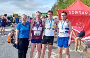 The first 3 athletes across the line at the Leinster Road Championships