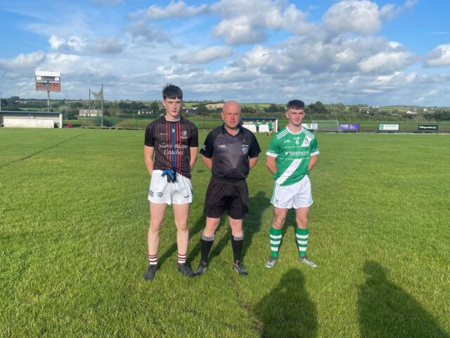 Niall Lalor Mountmellick Parish Gaels JJ Kirby Referee and Jack Brennan Killeshin