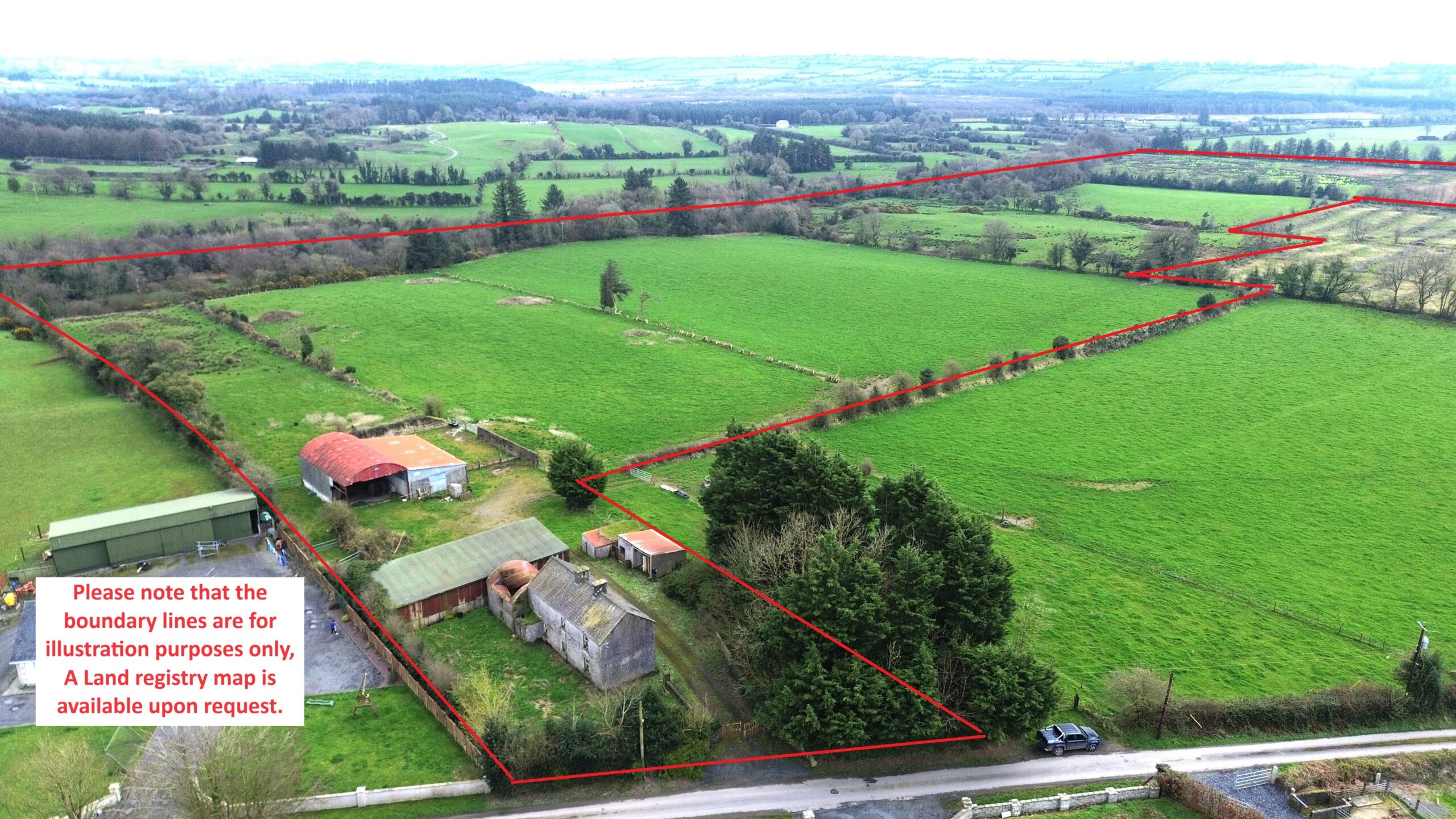 property outline of farm holing at Northgrove, Mountrath for sale with hennessy Auctioneers