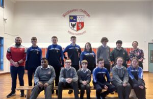 Mr Moloughney and Ms Rowan with homeroom students at the launch