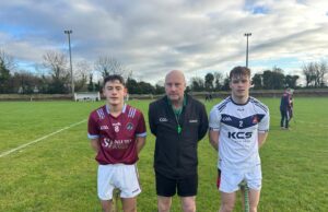 Heywood CS Mark Doheny Referee Gabriel Rafter Mountrath CS Conor Mortimer