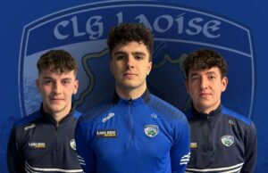 Laois U-20 football captain Jake Darcy with vice captains Darragh Loughman and Conor Raggett