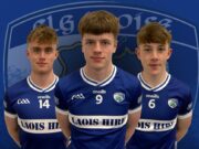 Laois minor football captain Mark O'Connor vice captain Ultan Dunne and Fionnan Brennan