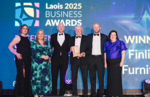 Finline Furniture, Excellence in Sustainability and Climate Action award winners at the recent Laois Chamber awards in the Heritage Hotel in Killenard
